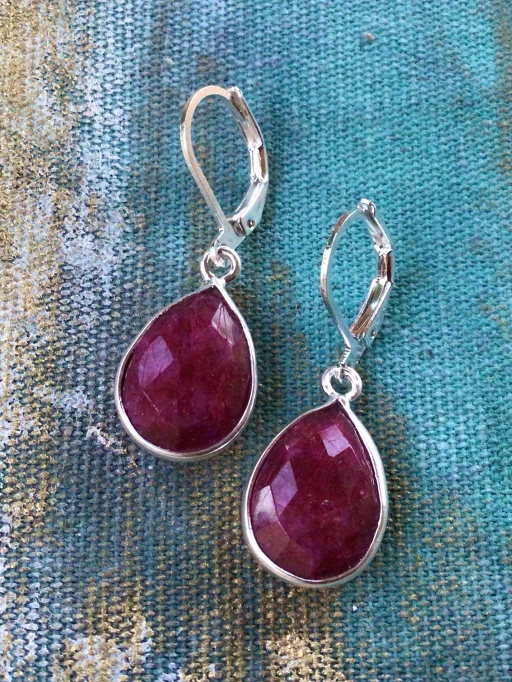 Sterling Silver Ruby Sundance Charm Earrings
